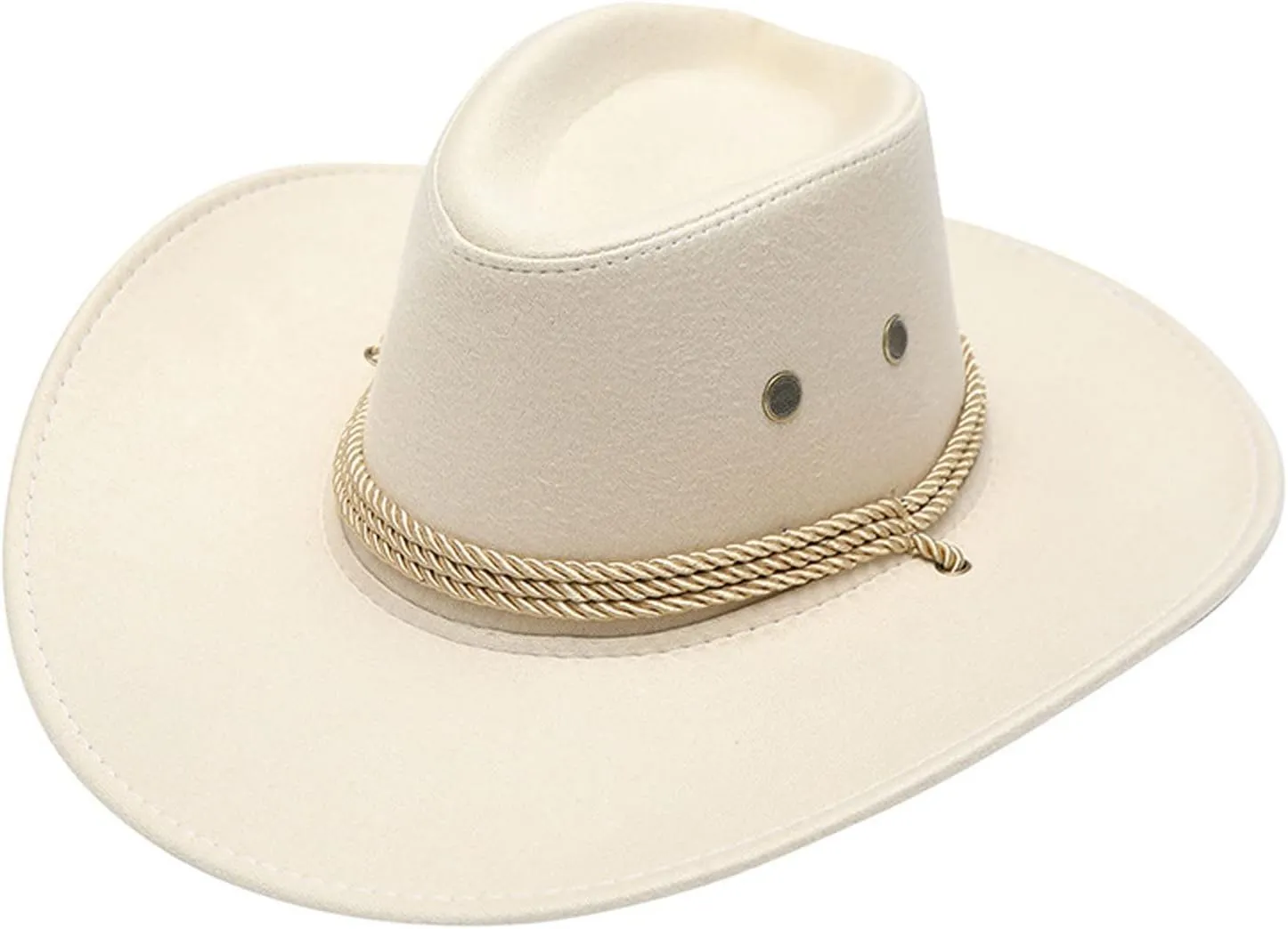 Faux Leather Cowboy Style Classic Western Wide Brim Cowgirl Hat with Buckle Belt Felt Fedora