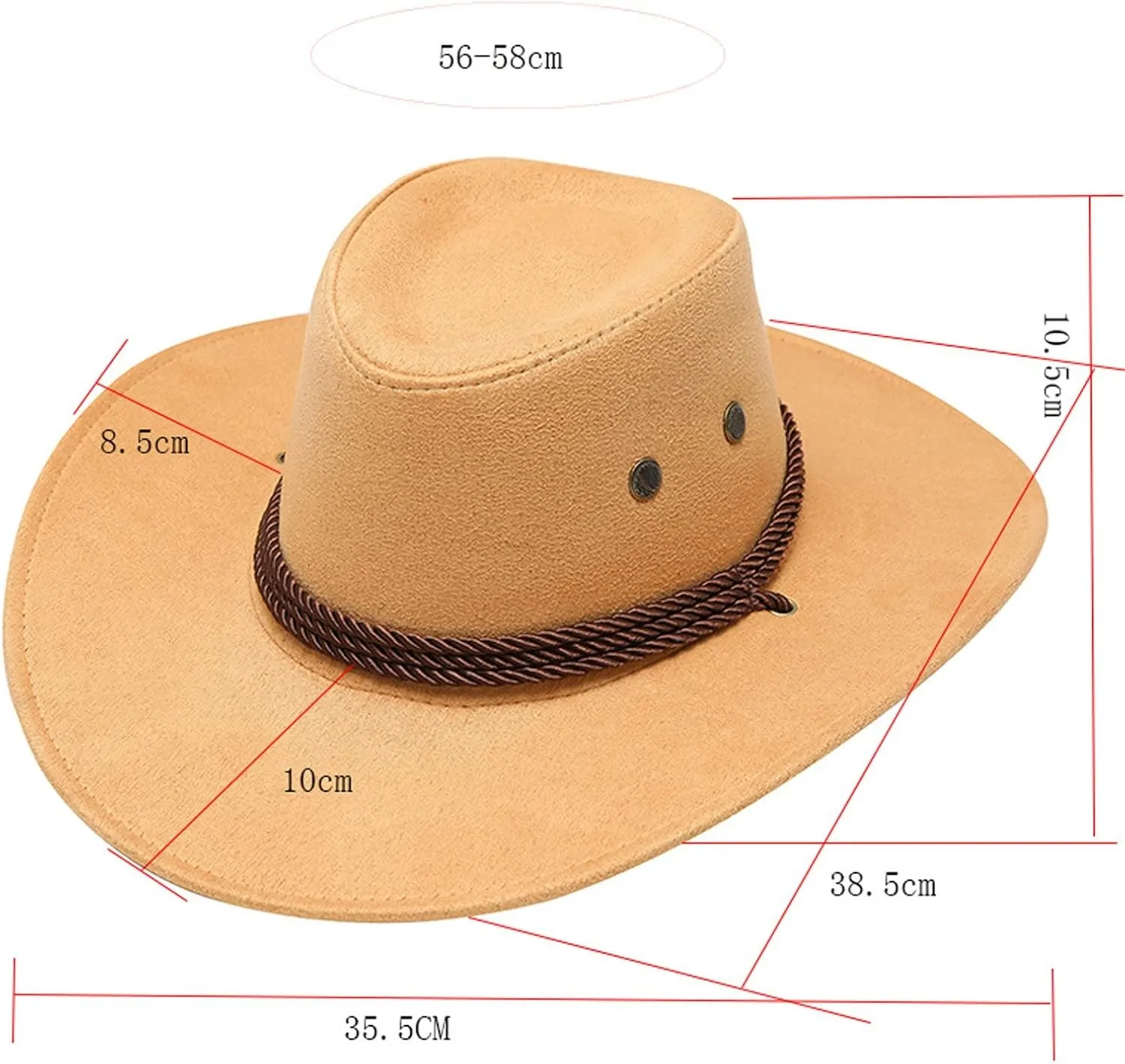 Faux Leather Cowboy Style Classic Western Wide Brim Cowgirl Hat with Buckle Belt Felt Fedora