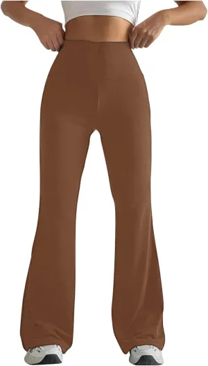 Flare Leggings for Women 2025,High Waist Pull On Workout Leggings Bell Bottom Gym Yoga Pants Tummy Control