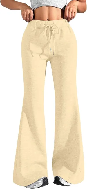 Flare Sweatpants Women Baggy Drawstring High Waisted Wide Leg Pants Casual Athletic Track Lounge Pants with Pockets