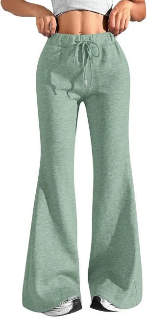 Flare Sweatpants Women Baggy Drawstring High Waisted Wide Leg Pants Casual Athletic Track Lounge Pants with Pockets