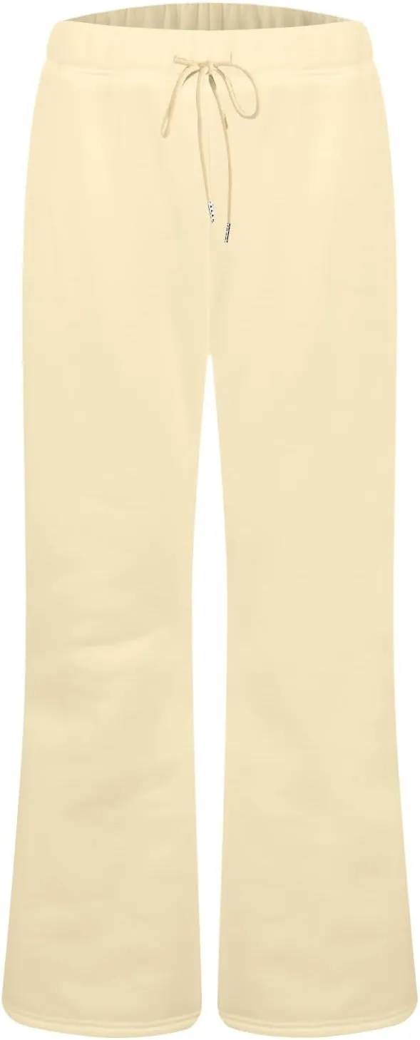 Flare Sweatpants Women Baggy Drawstring High Waisted Wide Leg Pants Casual Athletic Track Lounge Pants with Pockets