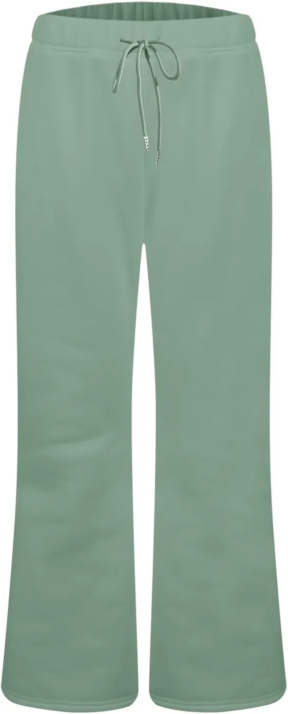 Flare Sweatpants Women Baggy Drawstring High Waisted Wide Leg Pants Casual Athletic Track Lounge Pants with Pockets