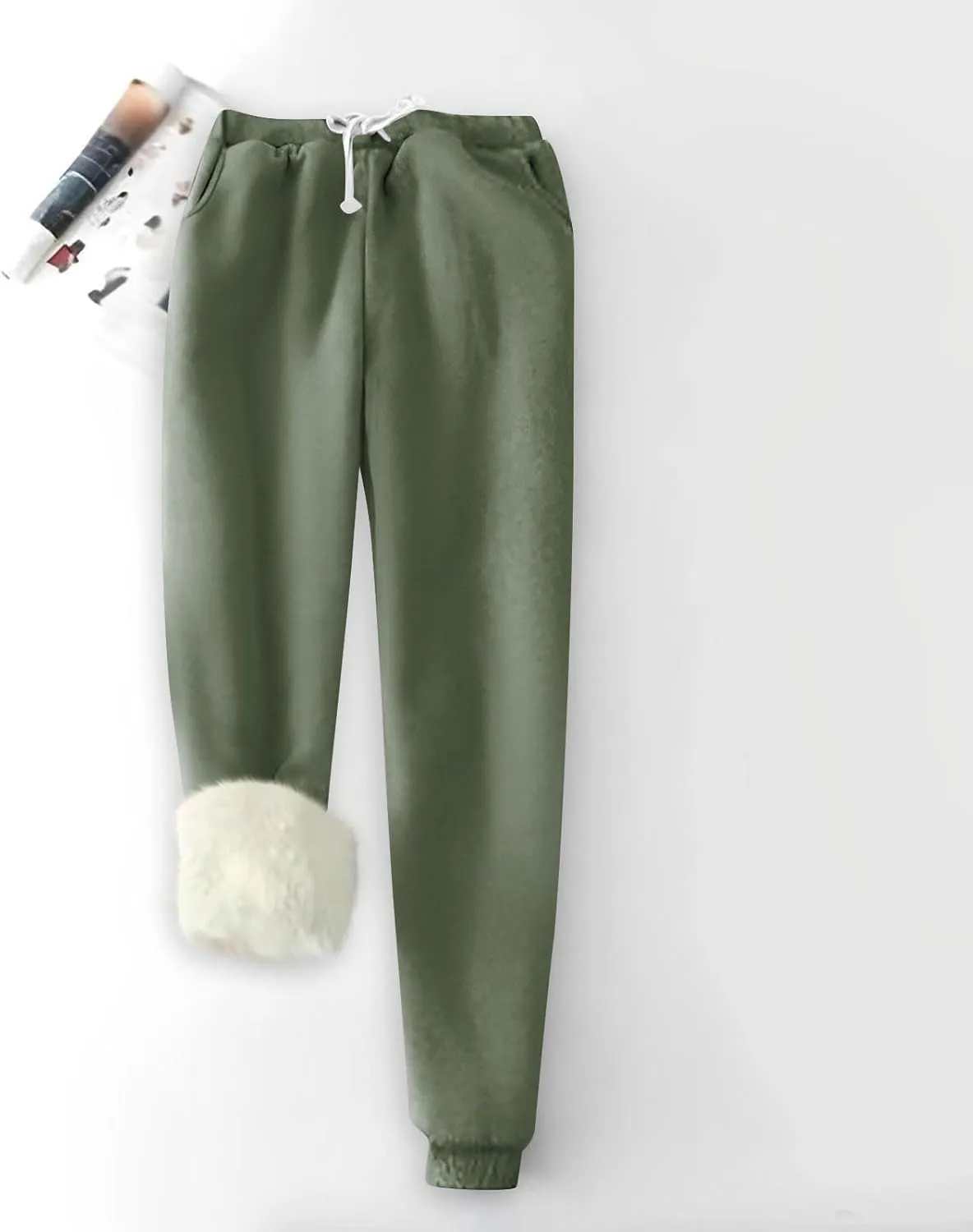 Fleece Lined Pants Women Winter Lightweight Warm Sweatpants with Pockets for Men Women Jogger Sweatpants