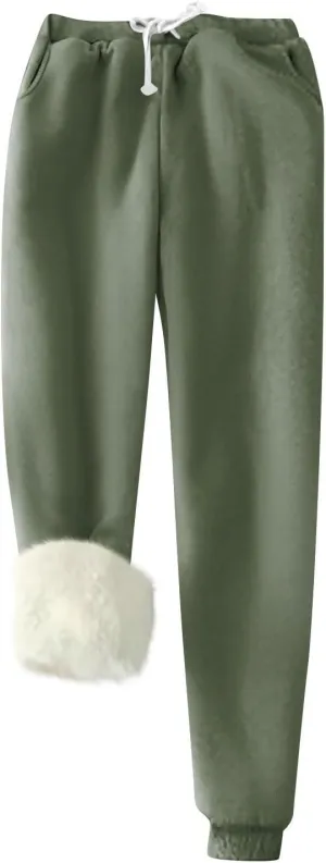 Fleece Lined Pants Women Winter Lightweight Warm Sweatpants with Pockets for Men Women Jogger Sweatpants