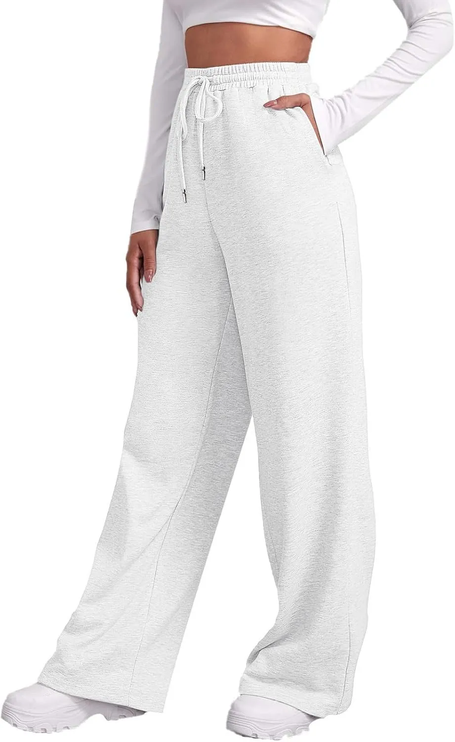 Fleece Lined Sweatpants Women Wide Leg Sweatpants Baggy Straight Leg Lounge Pants Fall Outfits Athletic Joggers Pants