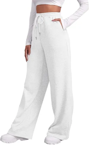 Fleece Lined Sweatpants Women Wide Leg Sweatpants Baggy Straight Leg Lounge Pants Fall Outfits Athletic Joggers Pants