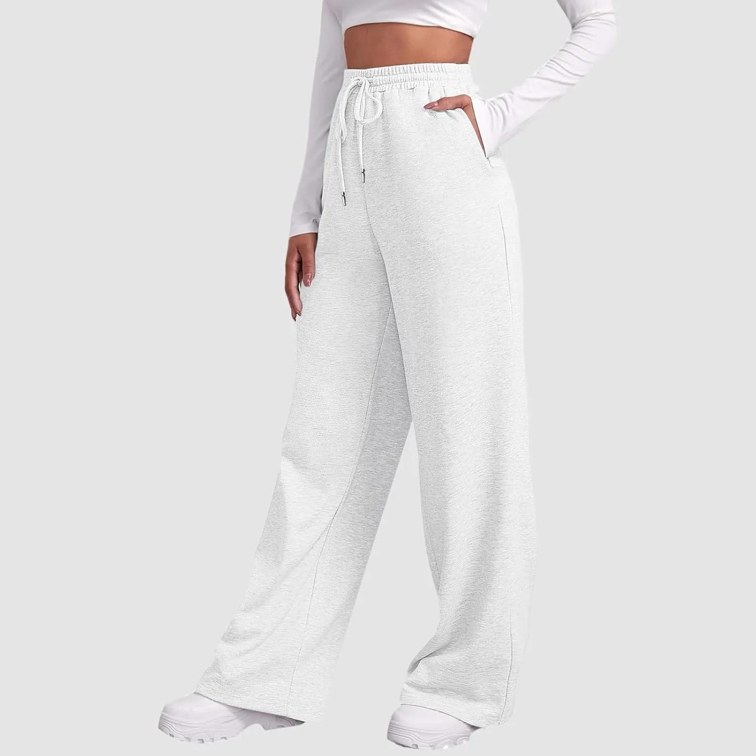 Fleece Lined Sweatpants Women Wide Leg Sweatpants Baggy Straight Leg Lounge Pants Fall Outfits Athletic Joggers Pants