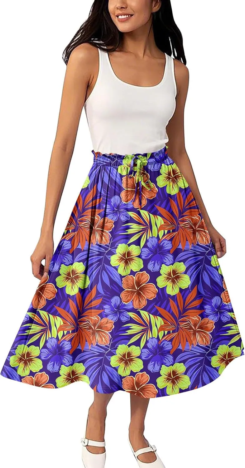 Floral Maxi Skirt for Women High Waist A-Line Bohemian Long Skirt Summer Style
