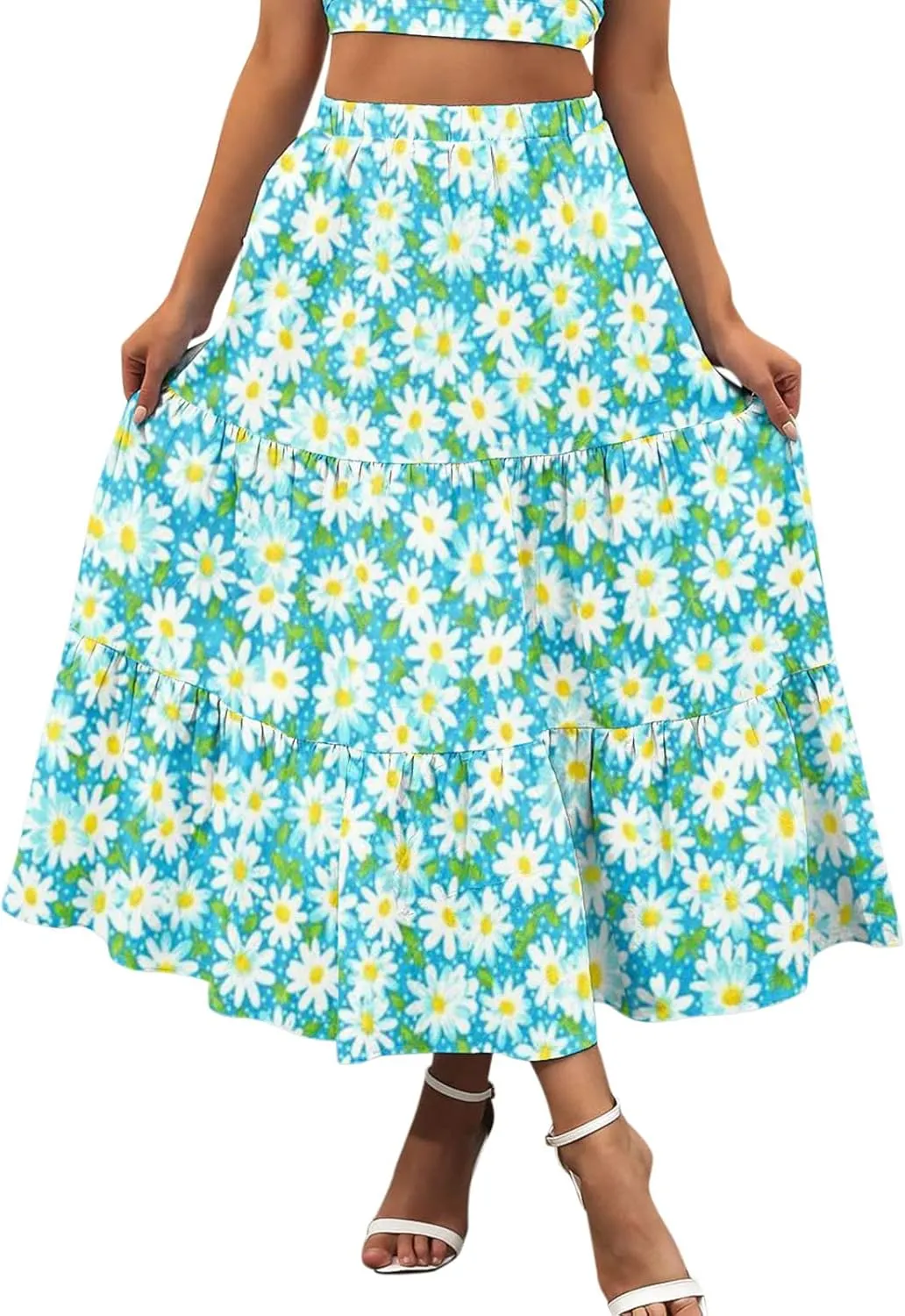 Floral Skirts for Women Summer 2025 Boha Floral Print Baggy Flowy High Elastic Waist Palazzo Skirts Trendy Clothes