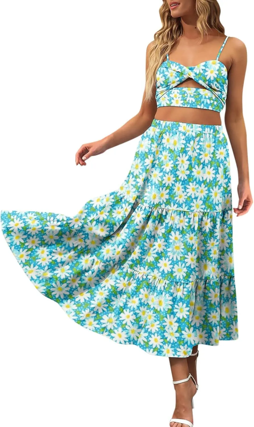 Floral Skirts for Women Summer 2025 Boha Floral Print Baggy Flowy High Elastic Waist Palazzo Skirts Trendy Clothes