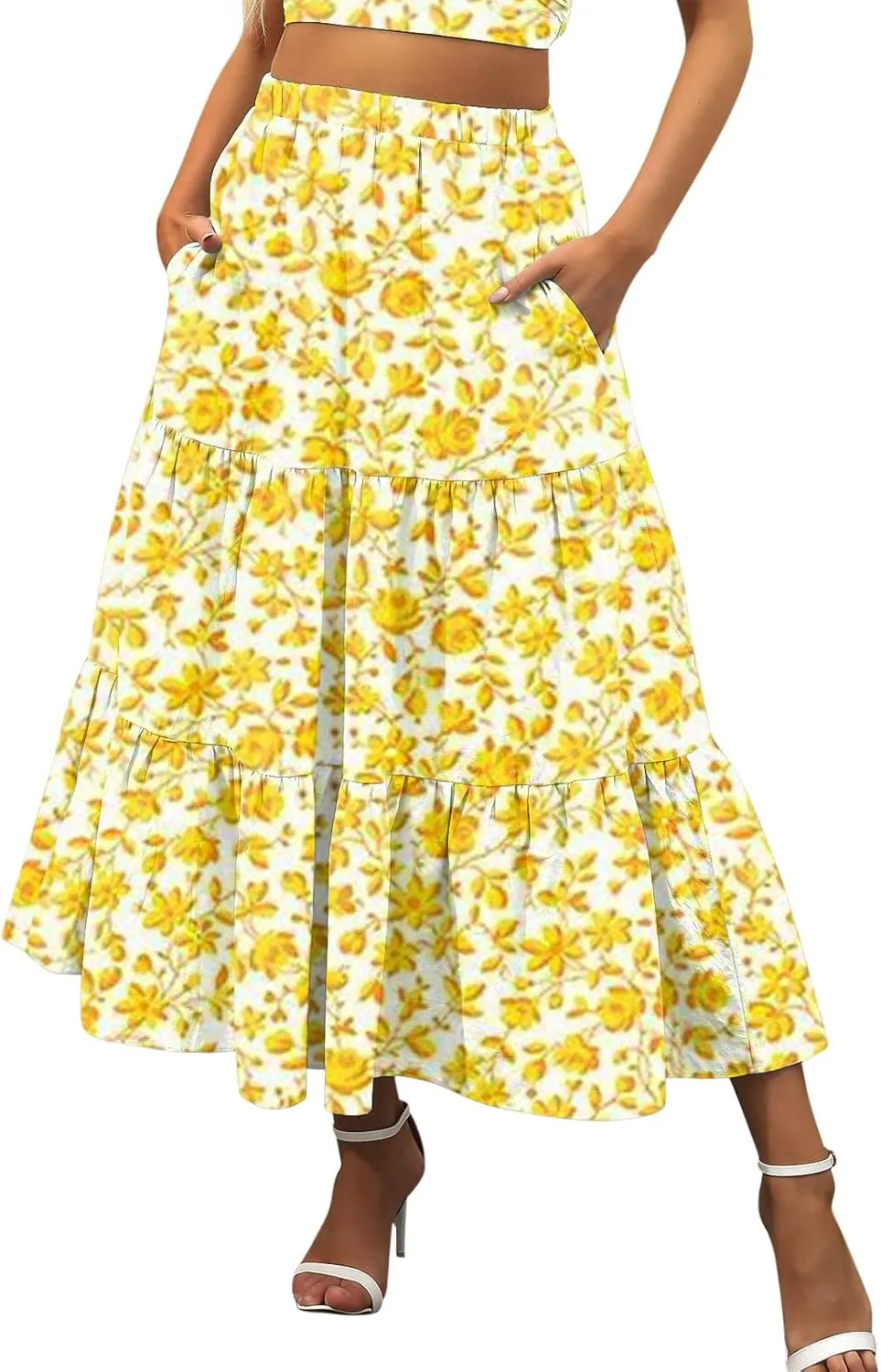 Floral Skirts for Women Summer 2025 Boha Floral Print Baggy Flowy High Elastic Waist Palazzo Skirts Trendy Clothes
