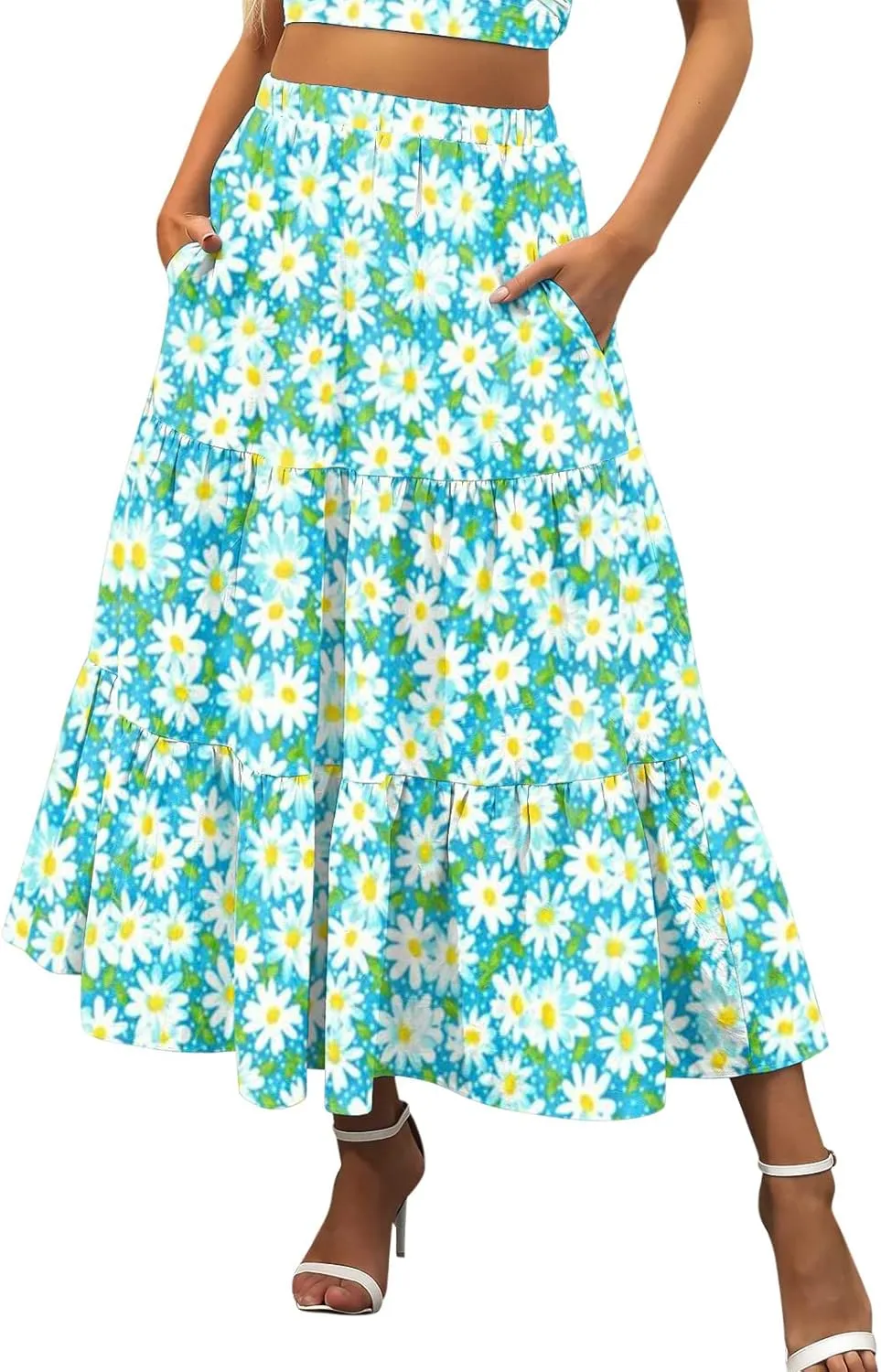 Floral Skirts for Women Summer 2025 Boha Floral Print Baggy Flowy High Elastic Waist Palazzo Skirts Trendy Clothes