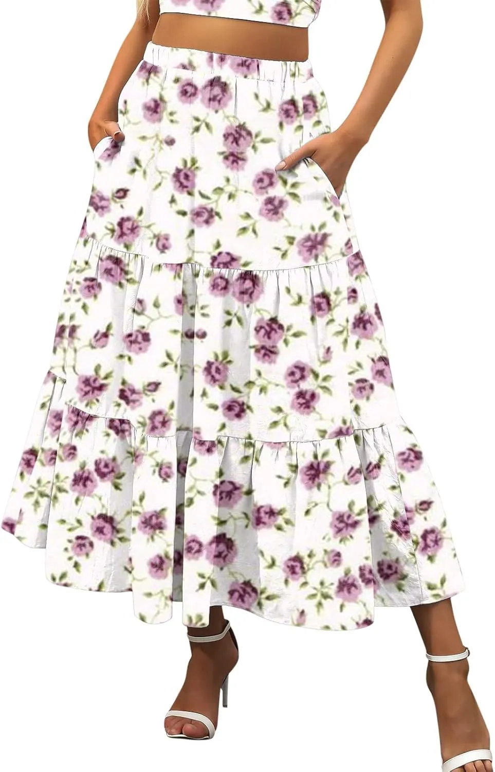 Floral Skirts for Women Summer 2025 Boha Floral Print Baggy Flowy High Elastic Waist Palazzo Skirts Trendy Clothes