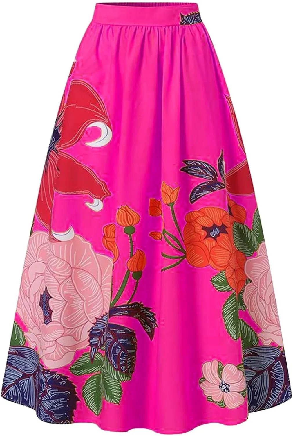 Floral Skirts for Women Summer Flowy High Waisted Skirt Boho Vacation A-Line Swing Long Floral Maxi Skirts