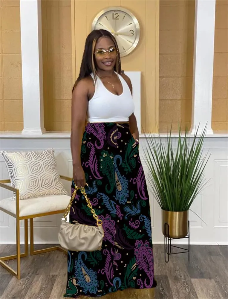 Flowy Pants for Women Casual High Waisted Wide Leg Palazzo Pants Trousers with Pocket Plus Size