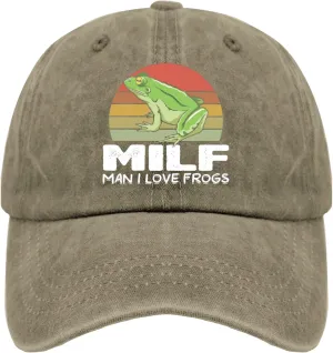 Frogs Cap 80s Hat Pigment Black Fishing Hat Gifts for Women