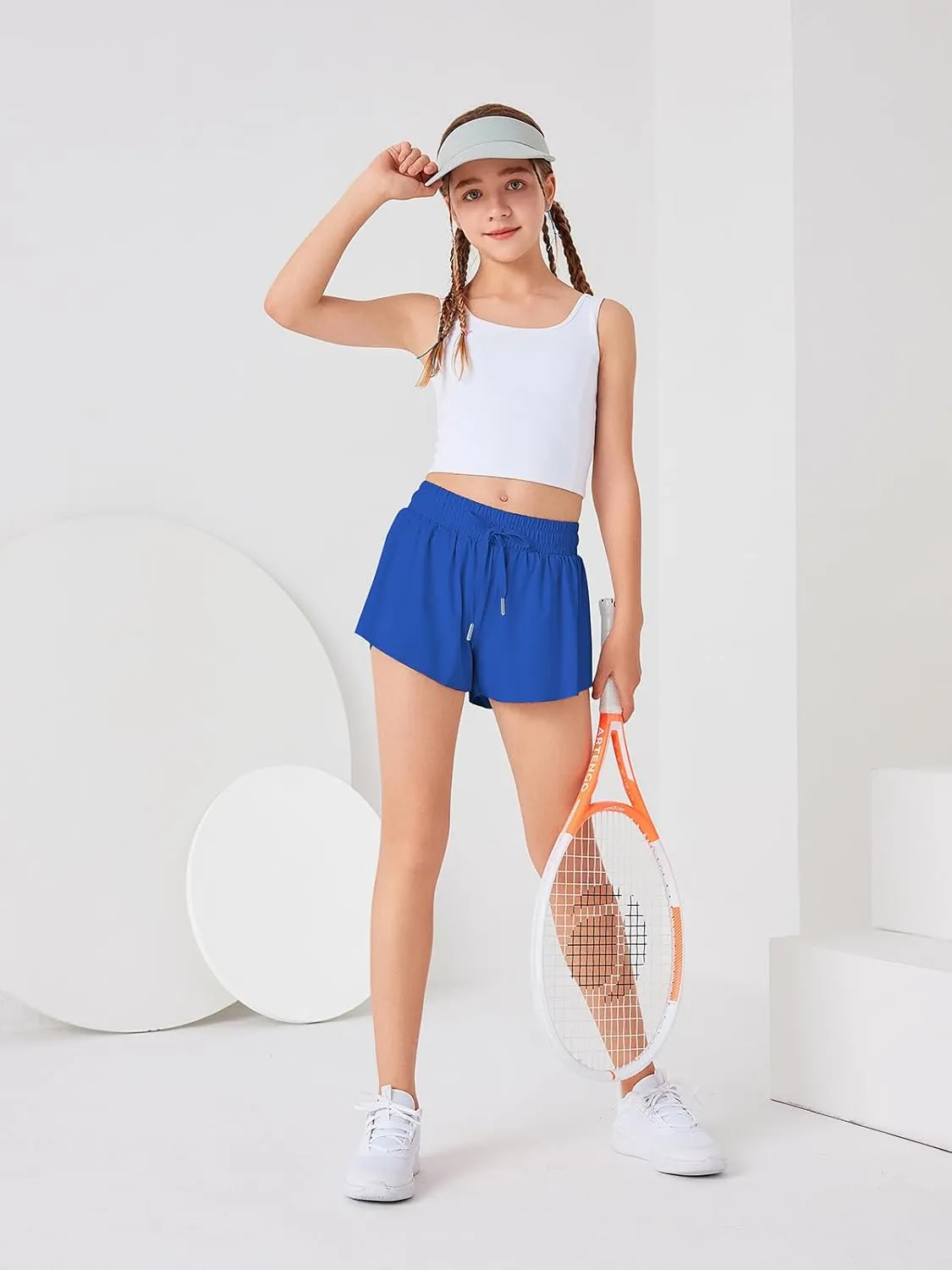 Girls Flowy Athletic Shorts Running Tennis Active Butterfly Shorts Double Layer with Pockets Quick-Drying Shorts