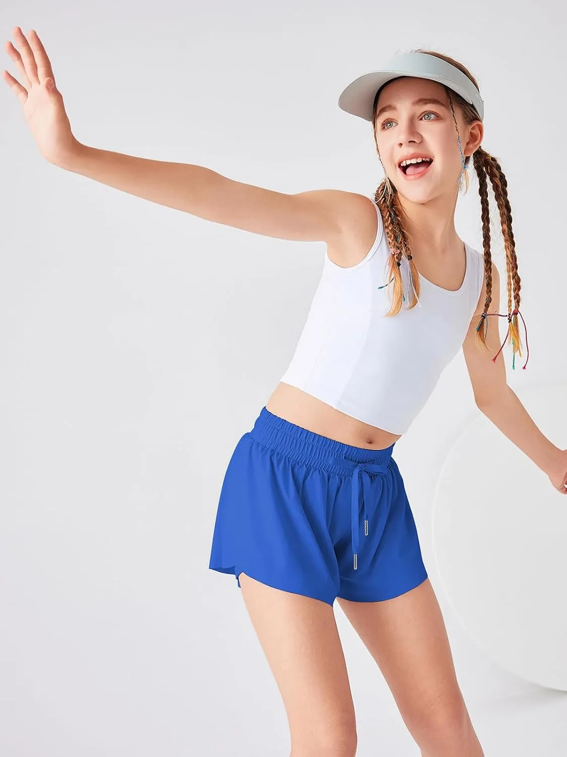 Girls Flowy Athletic Shorts Running Tennis Active Butterfly Shorts Double Layer with Pockets Quick-Drying Shorts