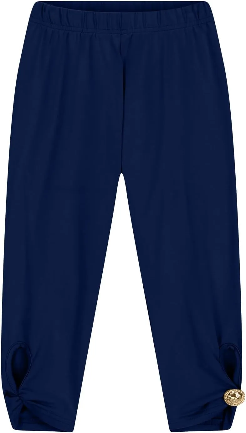 Girls Summer Capris Cropped High Waist Yoga Pants Kids Petite Comfy Stretchy Leggings Workout Compression Capri Pants