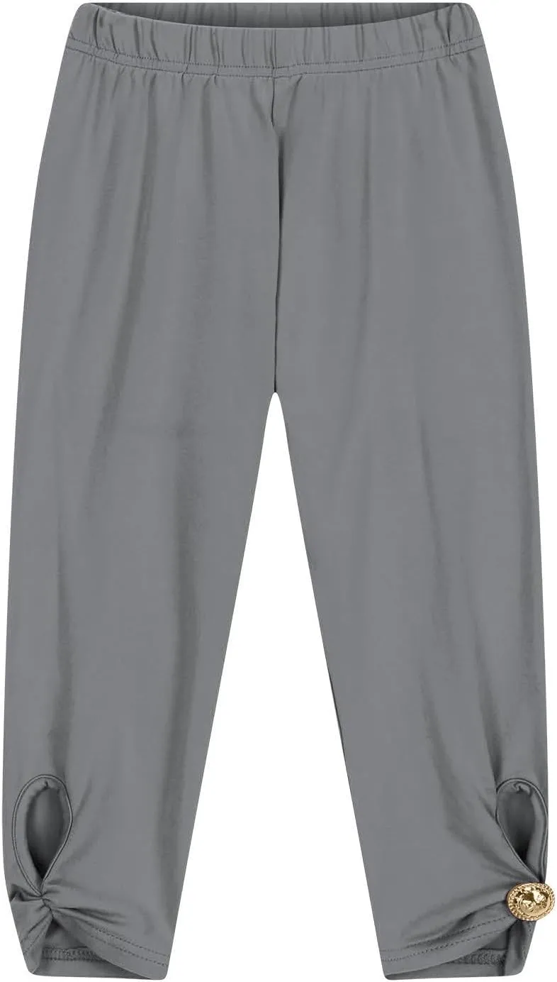 Girls Summer Capris Cropped High Waist Yoga Pants Kids Petite Comfy Stretchy Leggings Workout Compression Capri Pants