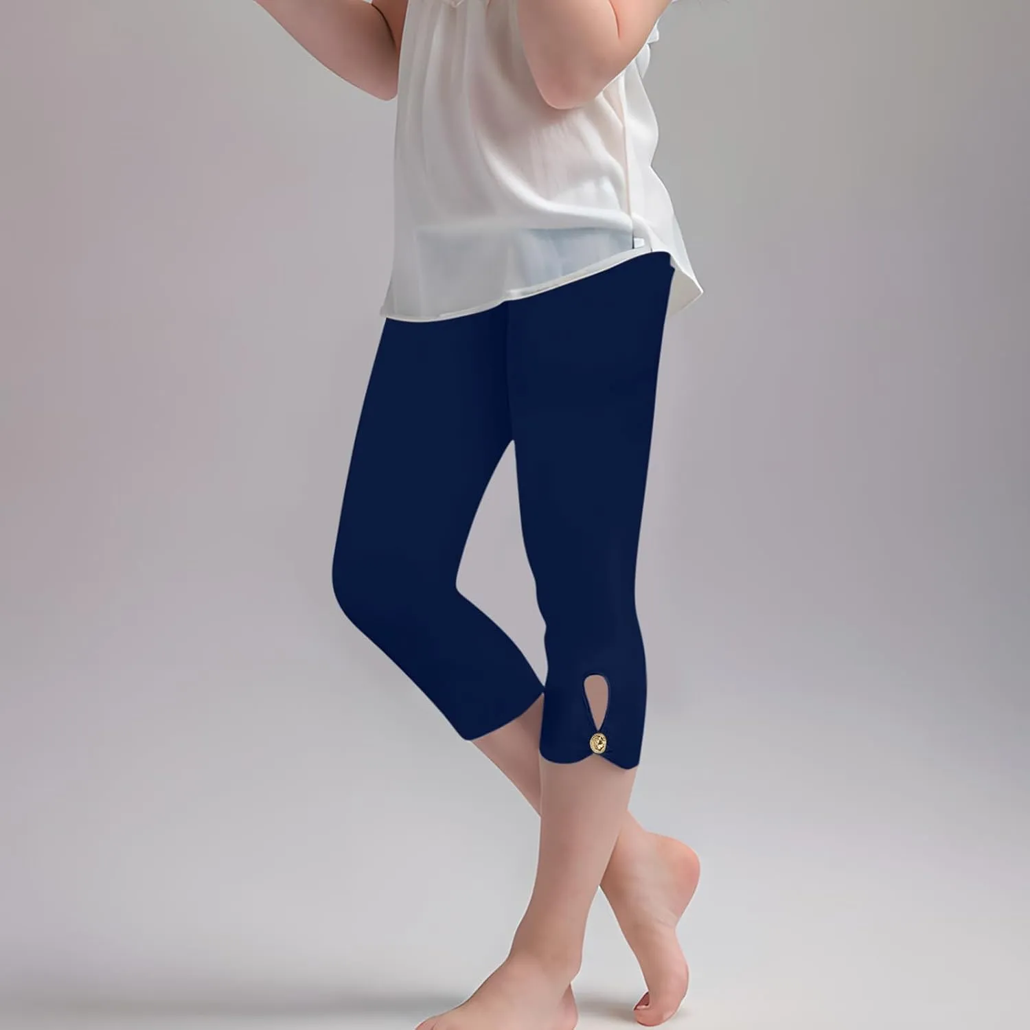 Girls Summer Capris Cropped High Waist Yoga Pants Kids Petite Comfy Stretchy Leggings Workout Compression Capri Pants