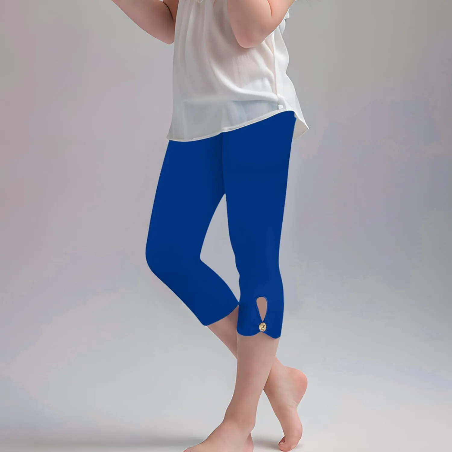Girls Summer Capris Cropped High Waist Yoga Pants Kids Petite Comfy Stretchy Leggings Workout Compression Capri Pants