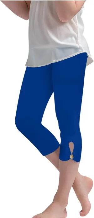 Girls Summer Capris Cropped High Waist Yoga Pants Kids Petite Comfy Stretchy Leggings Workout Compression Capri Pants