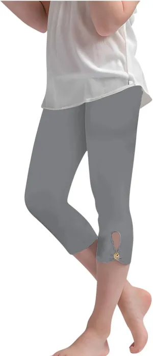 Girls Summer Capris Cropped High Waist Yoga Pants Kids Petite Comfy Stretchy Leggings Workout Compression Capri Pants