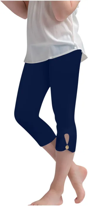 Girls Summer Capris Cropped High Waist Yoga Pants Kids Petite Comfy Stretchy Leggings Workout Compression Capri Pants