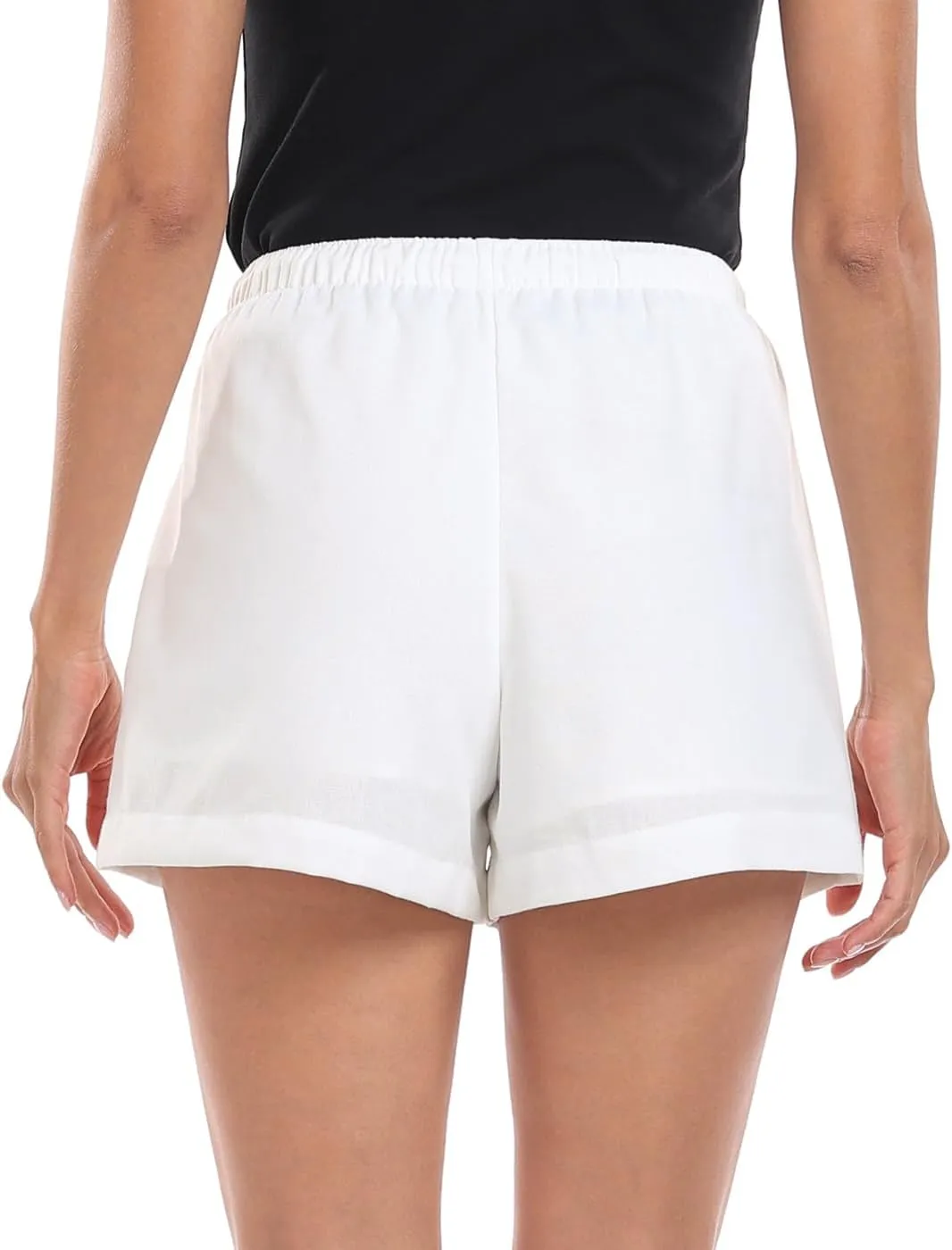 HDE Women's Linen Blend Drawstring Shorts High Waisted 4" Inseam Summer Shorts