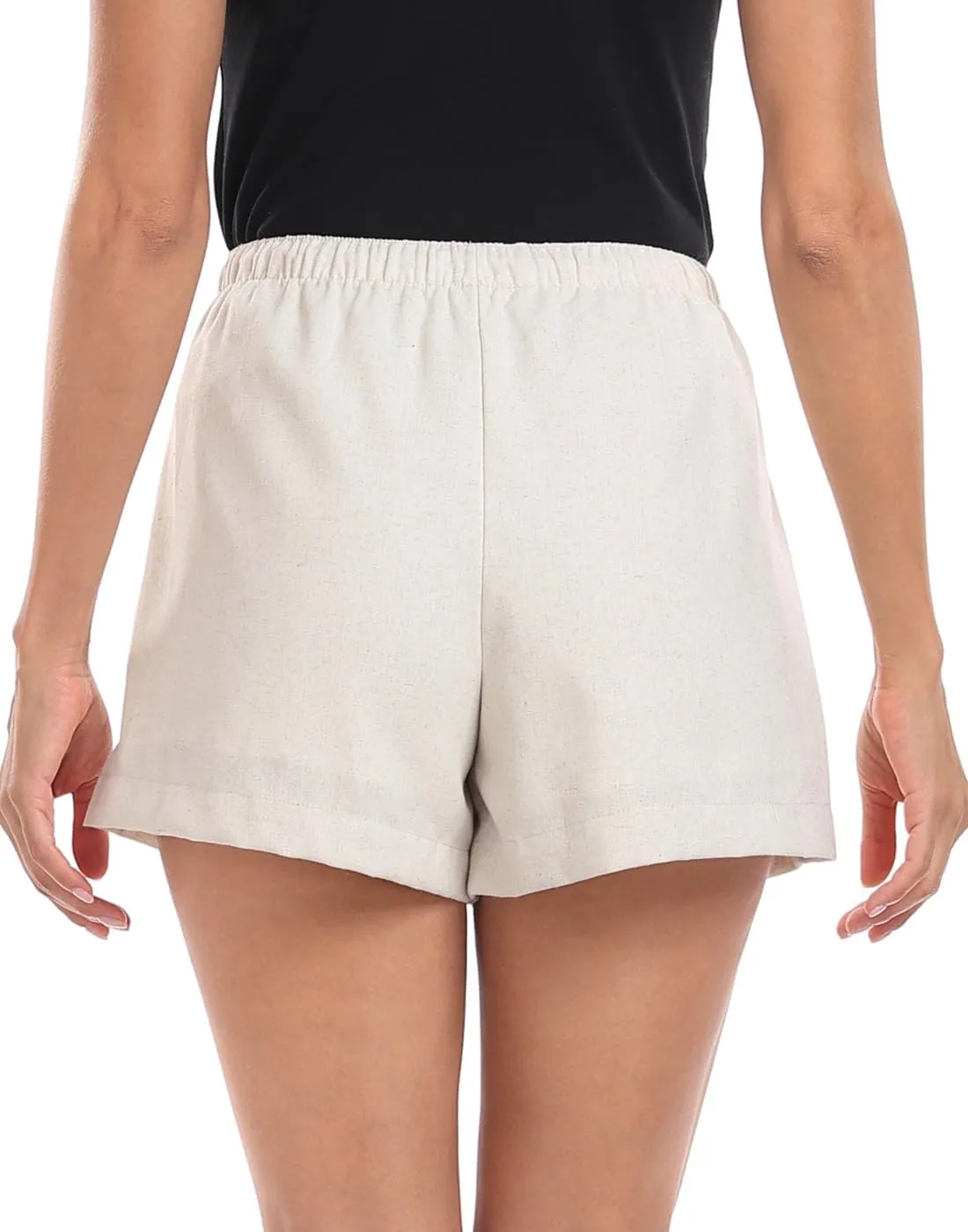 HDE Women's Linen Blend Drawstring Shorts High Waisted 4" Inseam Summer Shorts