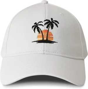 Hepandy Embroidered Palm Tree Hats for Men Women