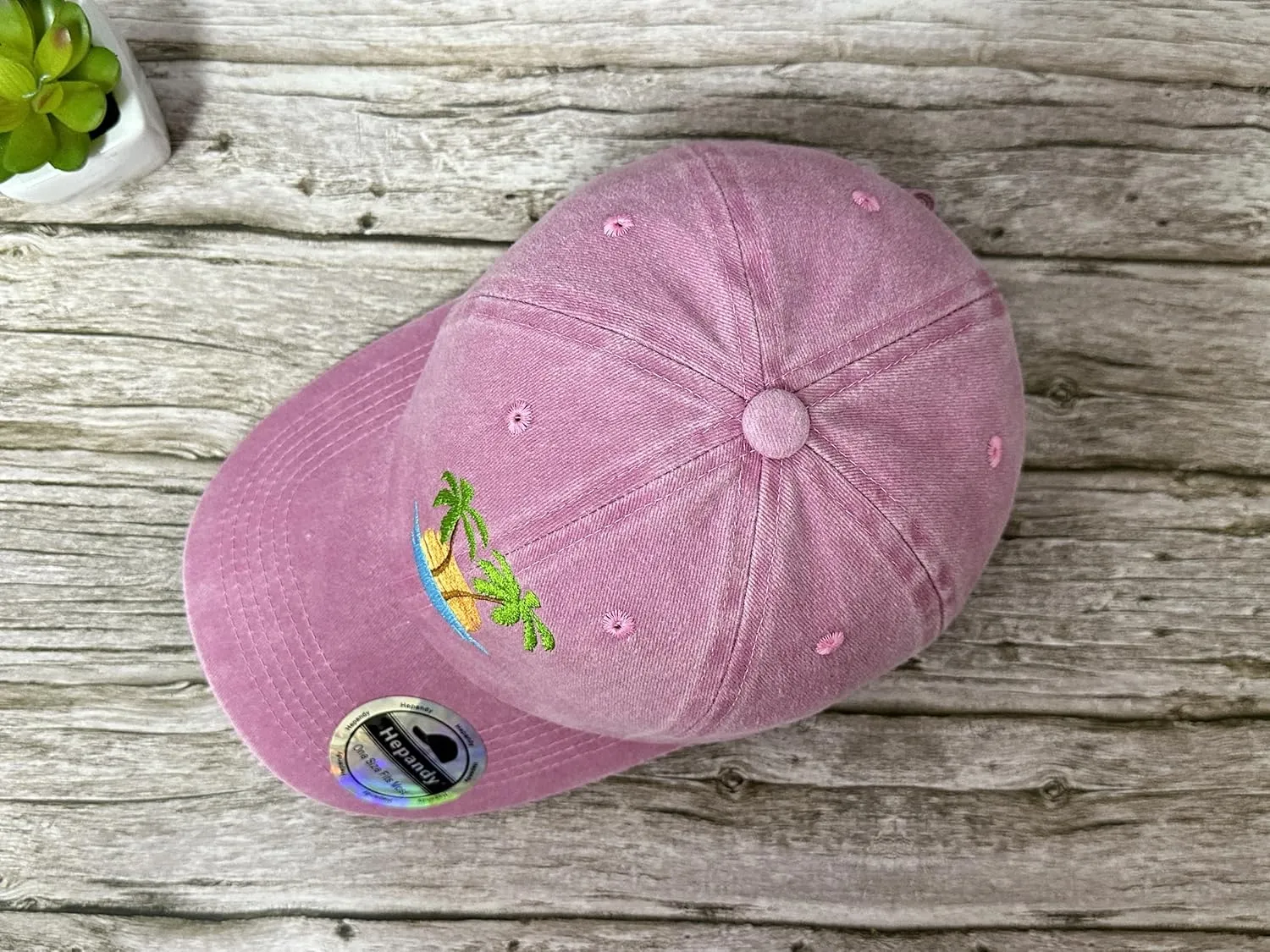 Hepandy Embroidered Palm Tree Hats for Men Women