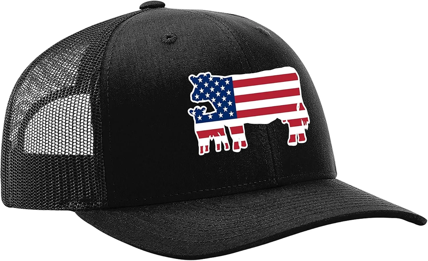 Heritage Pride Embroidered American Flag Filled Farm Animals Patriotic Mesh Back Trucker Hat