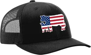 Heritage Pride Embroidered American Flag Filled Farm Animals Patriotic Mesh Back Trucker Hat