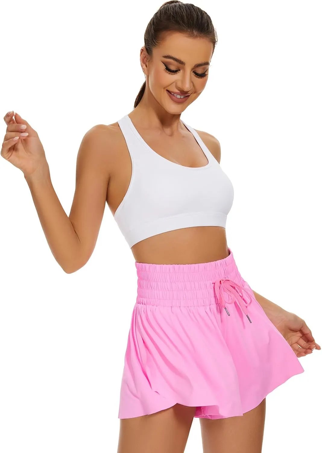 High Waist Flowy Athletic Shorts for Women Butterfly Shorts High Rise Workout Gym Shorts