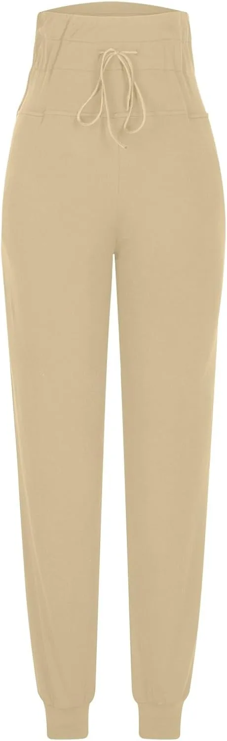 High Waisted Drawstring Pants Women Casual Soft Comfortable Pants for Travel Sports Solid Color Sweatpants Women