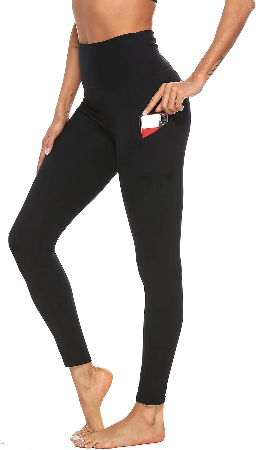 High Waisted Gym Yoga Pants with Pockets, Tummy Control Activewear Workout Leggings for Women
