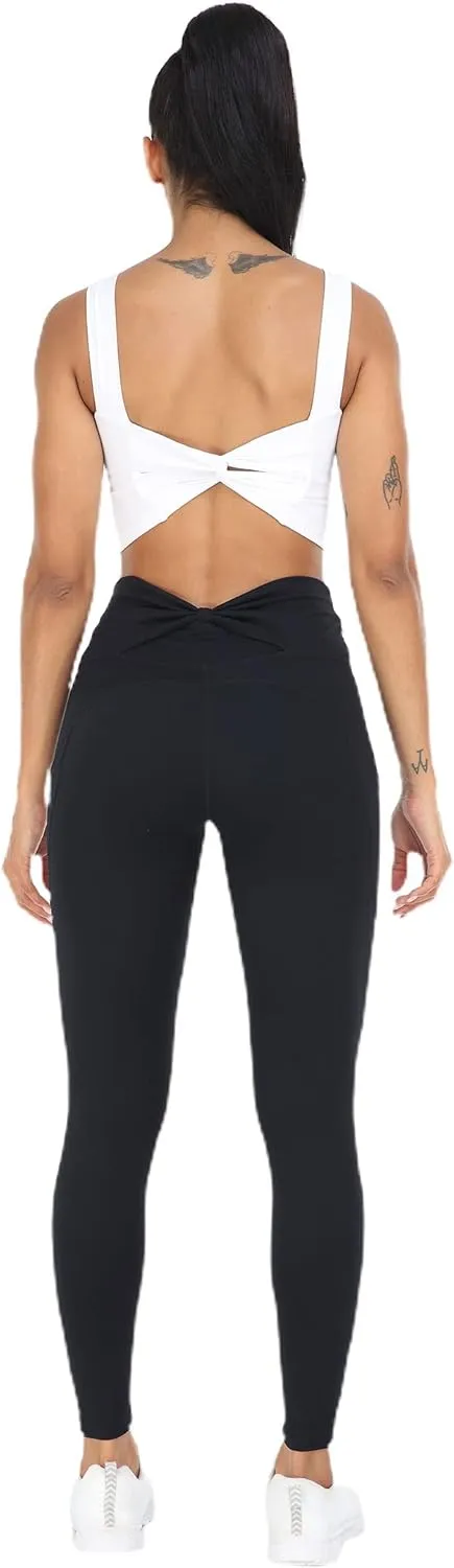 High Waisted Gym Yoga Pants with Pockets, Tummy Control Activewear Workout Leggings for Women