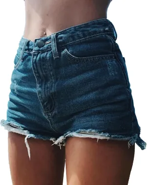 High Waisted Shorts Women Casual Frayed Raw Hem Jeans Lightweight Straight Legs High Rise Loose Fit Denim Short