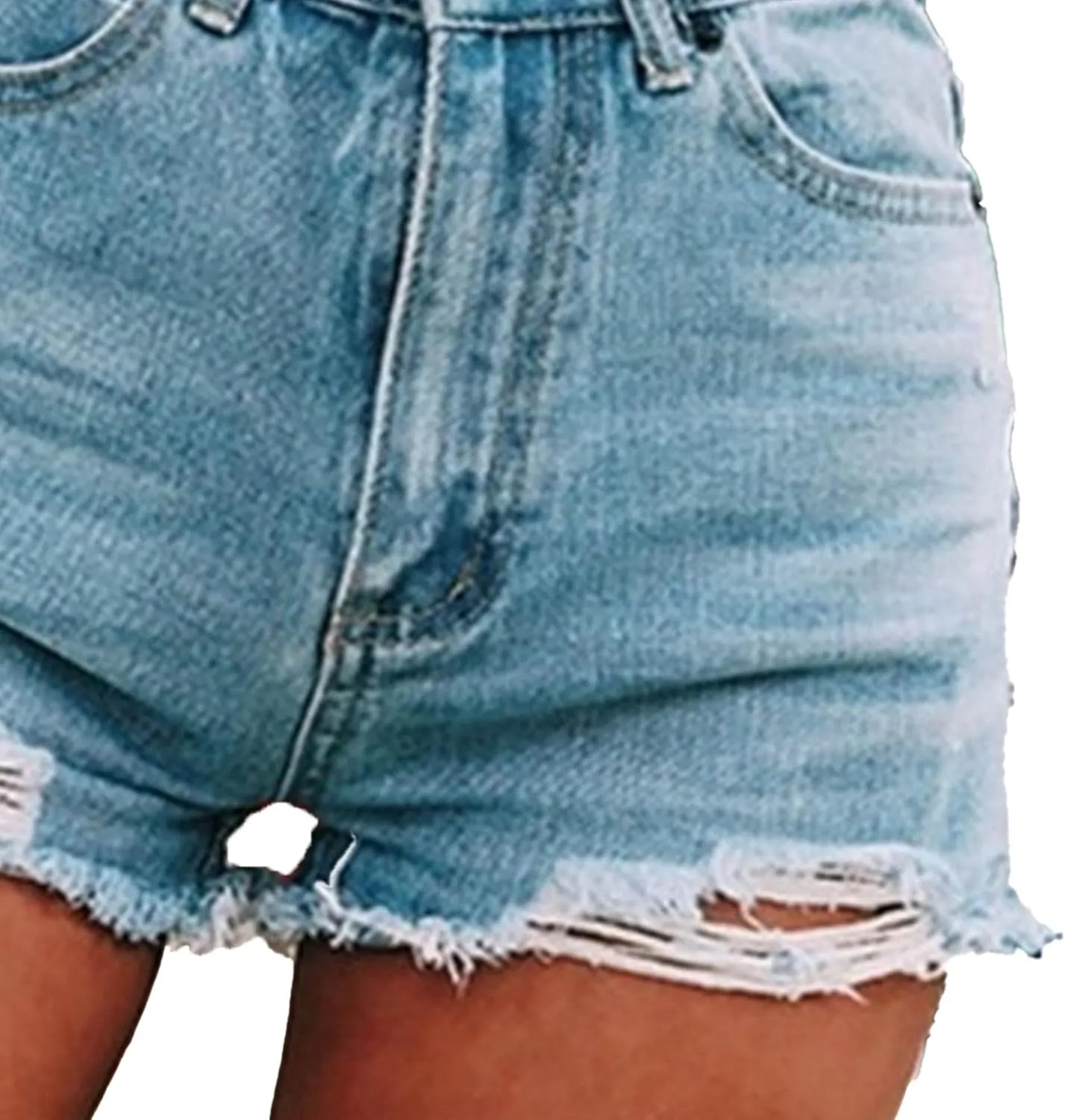 High Waisted Shorts Women Casual Frayed Raw Hem Jeans Lightweight Straight Legs High Rise Loose Fit Denim Short
