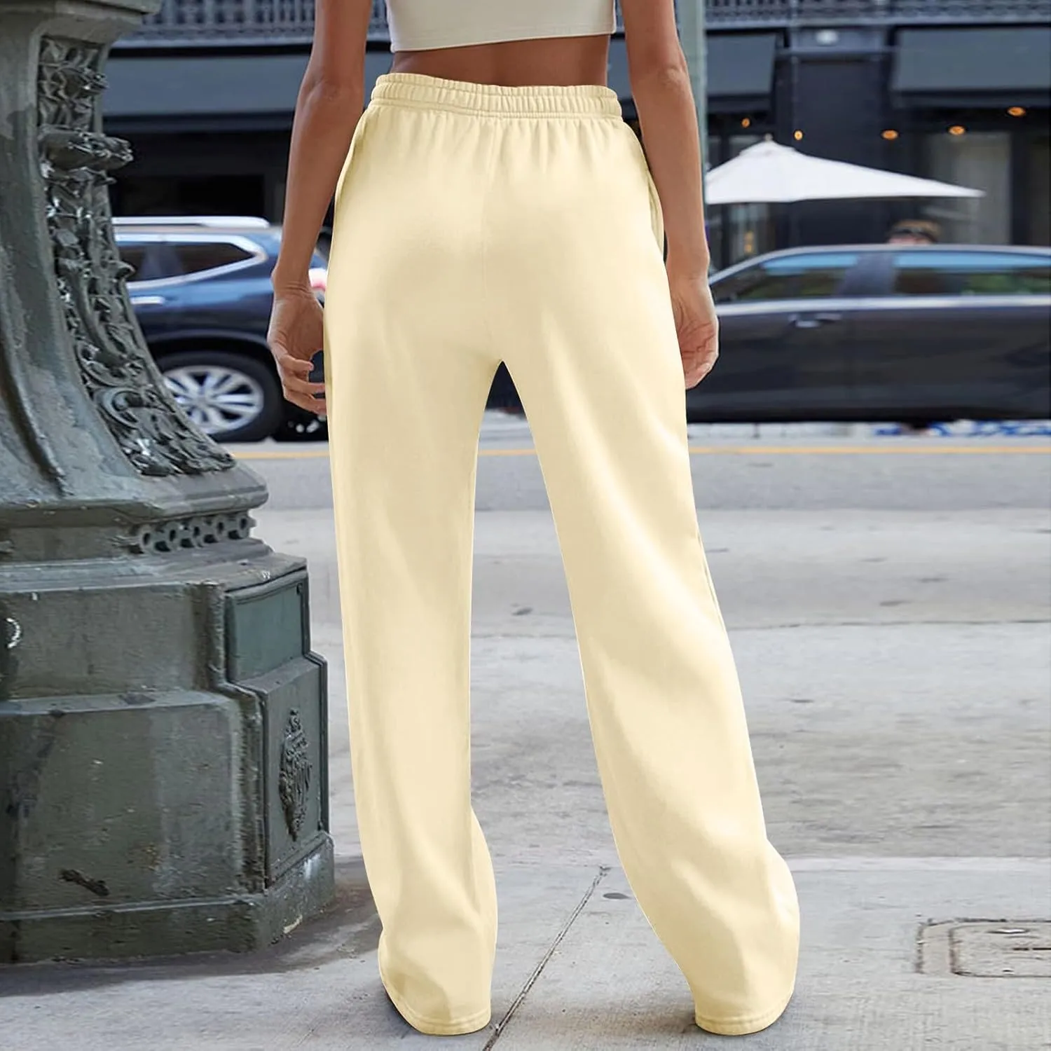 Interior Drawstring Waist Sweatpants for Women Casual Straight Leg Sweatpants Baggy Workout Pants with Pockets