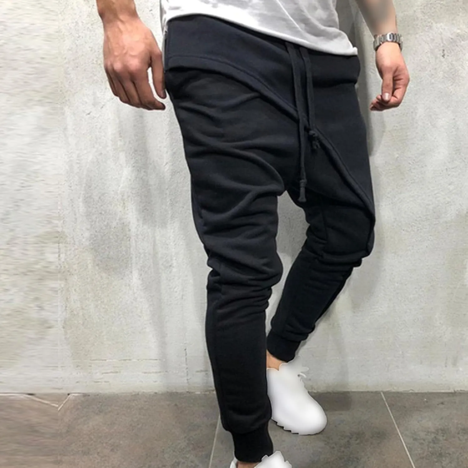 JEShifangjiusu Men'S Cotton Joggers Pants Casual Yoga Beach Sweatpants Low Drop Crotch Drawstring Pants Hip Hop Harem Pants