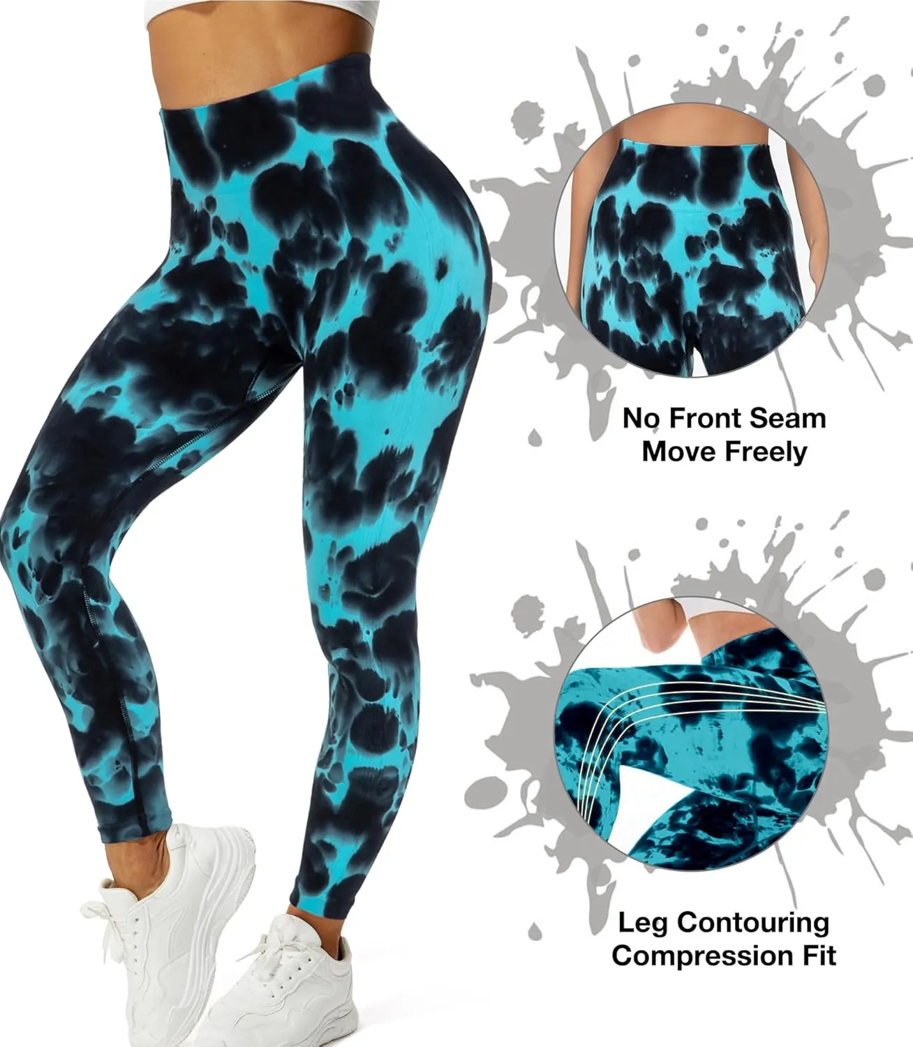 JGS1996 Tie Dye Hidden Scrunch Leggings for Women Tummy Control Butt Lifting Yoga Pants High Waist Compression Workout Tight