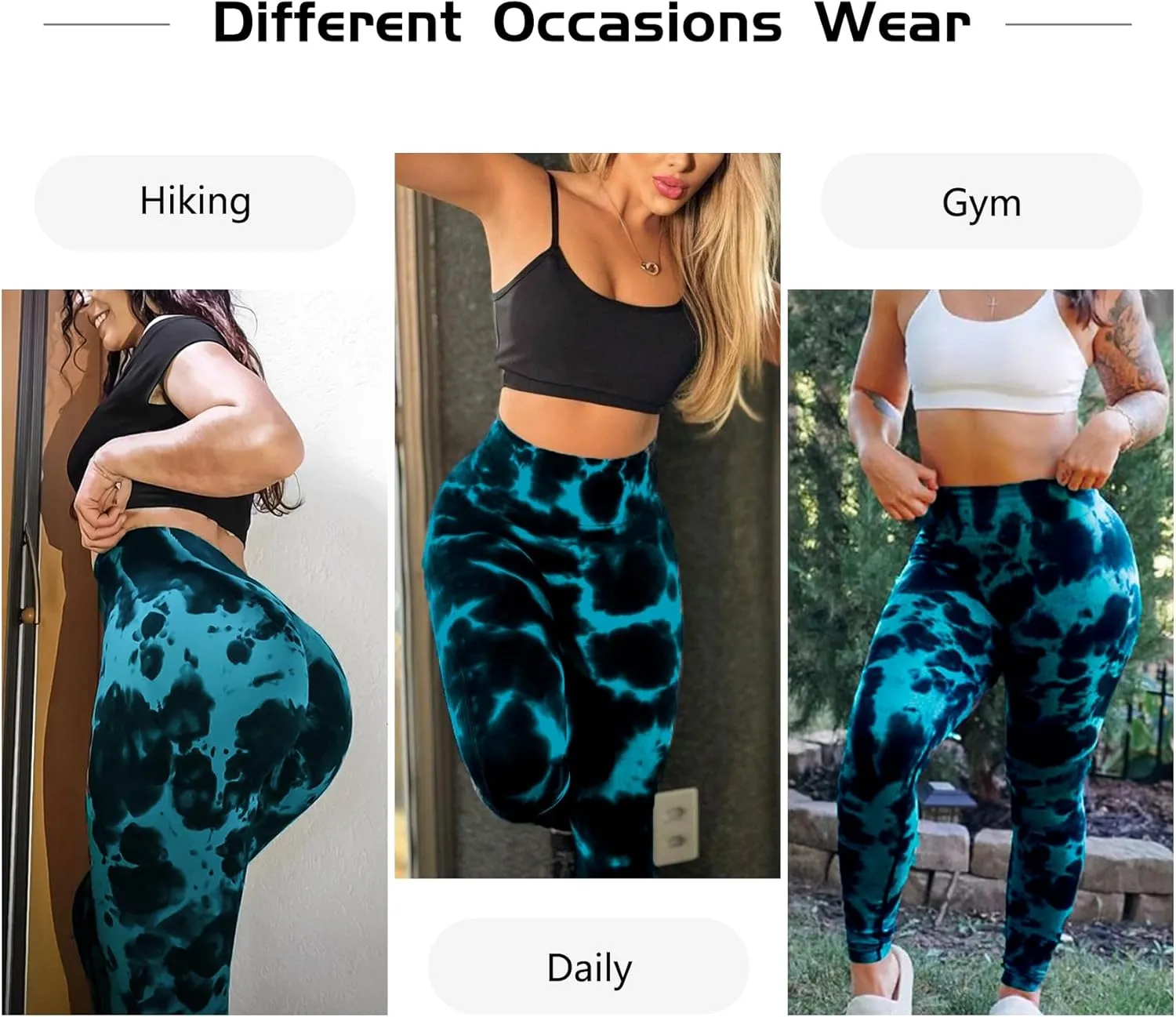 JGS1996 Tie Dye Hidden Scrunch Leggings for Women Tummy Control Butt Lifting Yoga Pants High Waist Compression Workout Tight