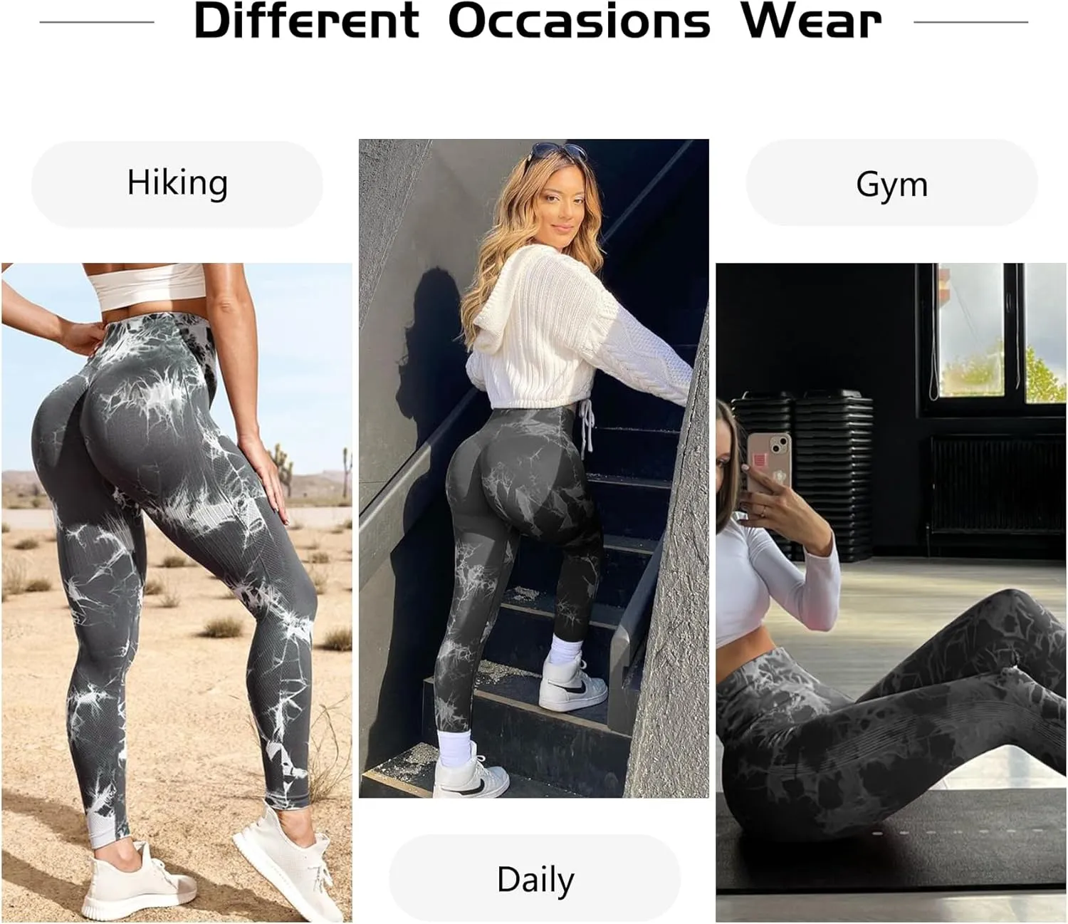 JGS1996 Tie Dye Hidden Scrunch Leggings for Women Tummy Control Butt Lifting Yoga Pants High Waist Compression Workout Tight
