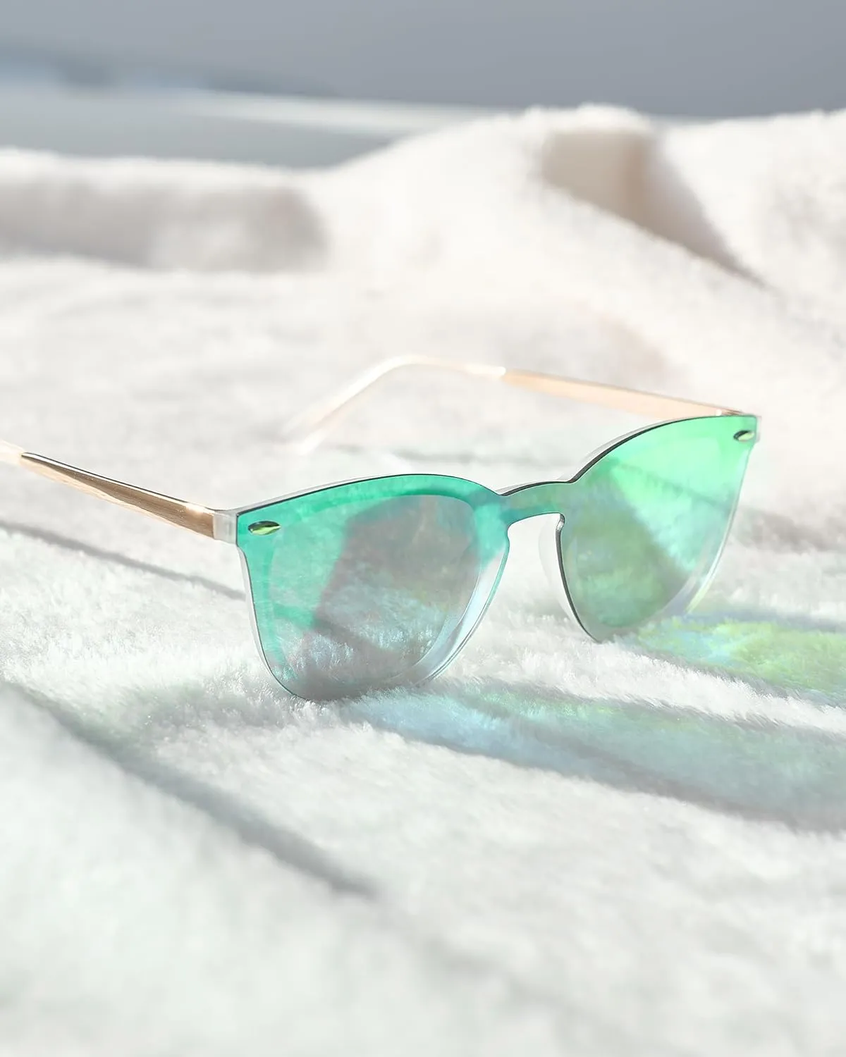 JIM HALO Trendy Rimless Mirrored Sunglasses Reflective Sun Glasses for Women Men