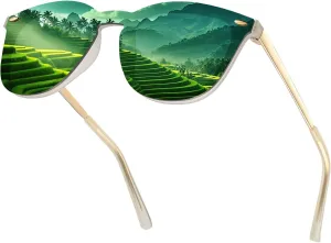 JIM HALO Trendy Rimless Mirrored Sunglasses Reflective Sun Glasses for Women Men