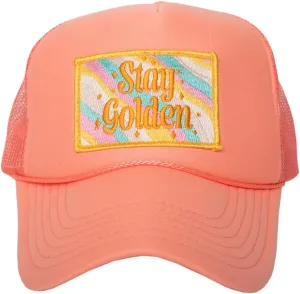KATYDID Stay Golden Foam Trucker Hat - Adjustable Trucker Hat with Mesh Netting - Fully Embroidered Trucker Hat for Women